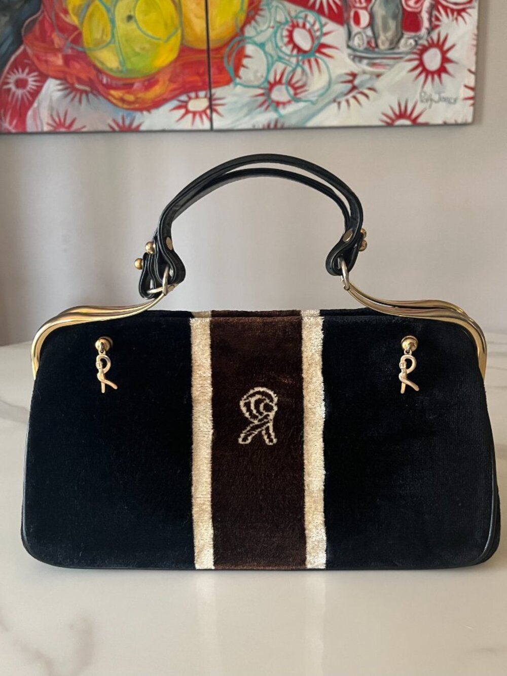 Roberta di Camerino Bagonghi Velvet Vintage Frame Bag 1979